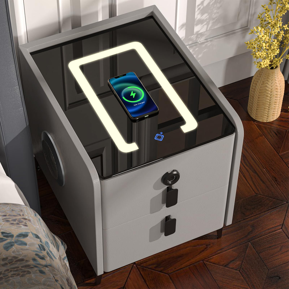 Wireless Charging Nightstand with 2 Drawers K8939