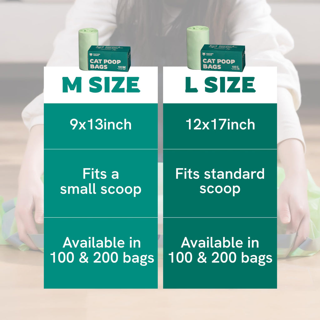 100 Large Compostable Unscented Cat Litter Bags D868
