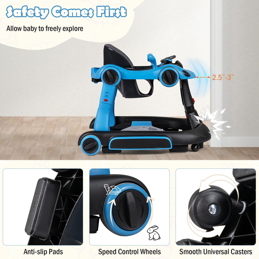 Foldable Baby Walker with Canopy and Wheels G959489