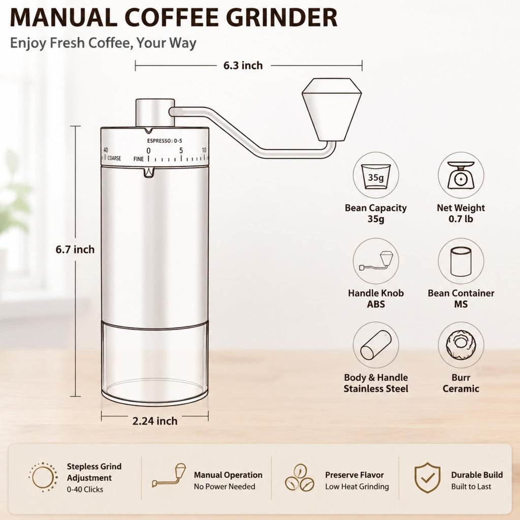 Manual Coffee Grinder with Adjustable Settings Y64349