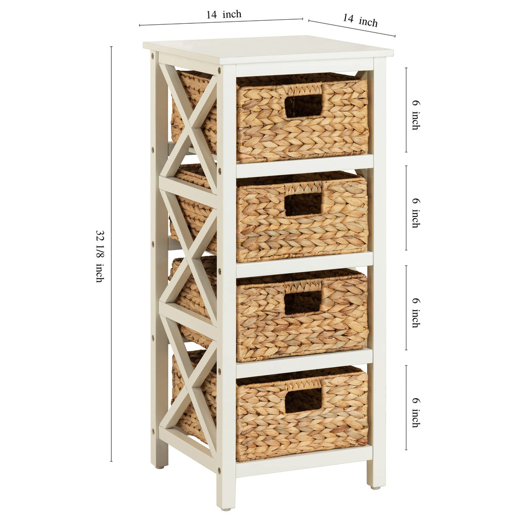 4 Tier X-Side Storage Cabinet White E8714