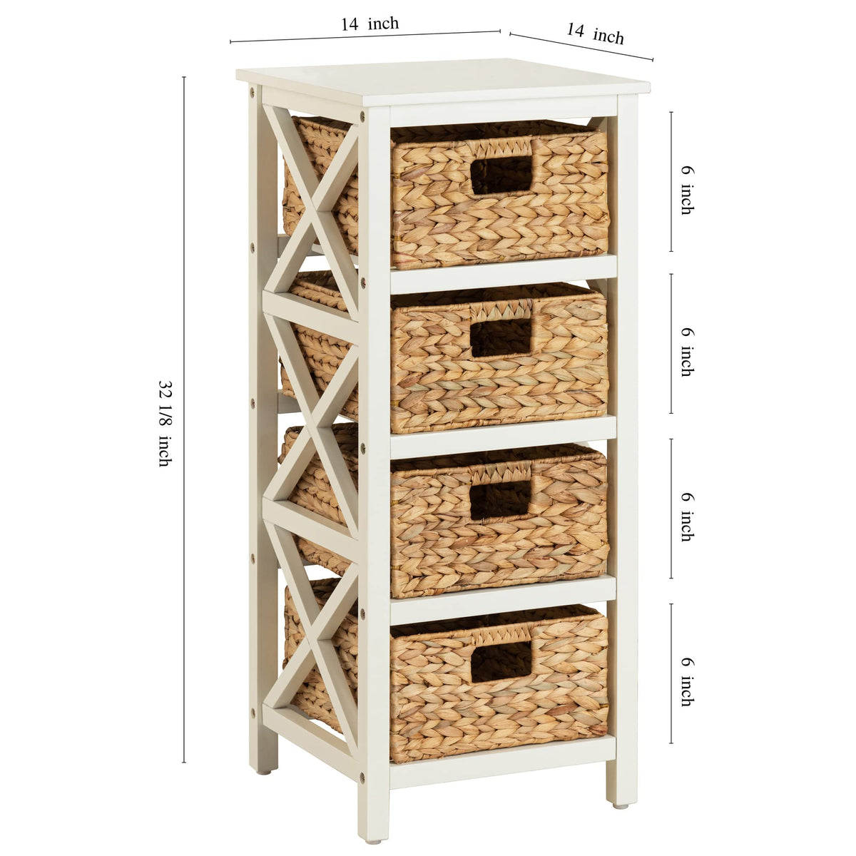 4 Tier X-Side Storage Cabinet White E8714