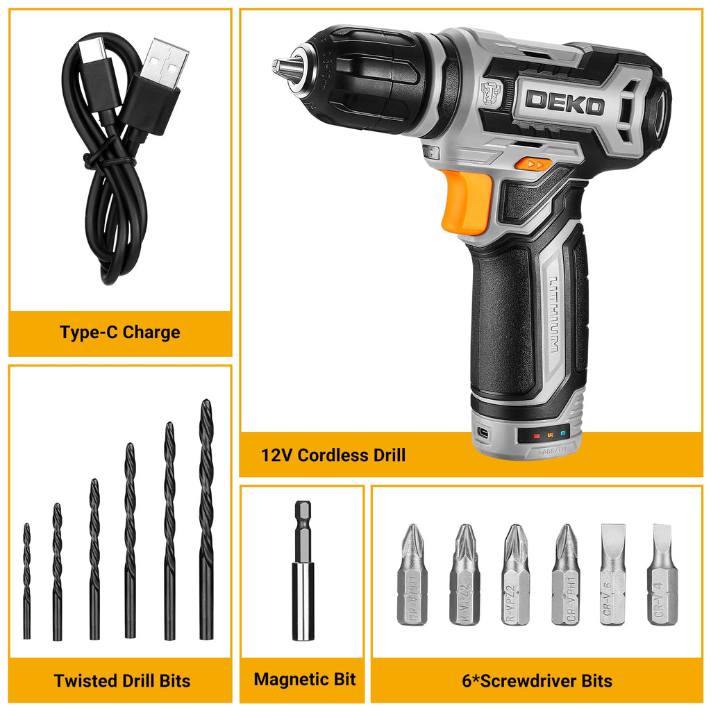 12V Cordless Drill Set with 3/8-inch Keyless Chuck L687681