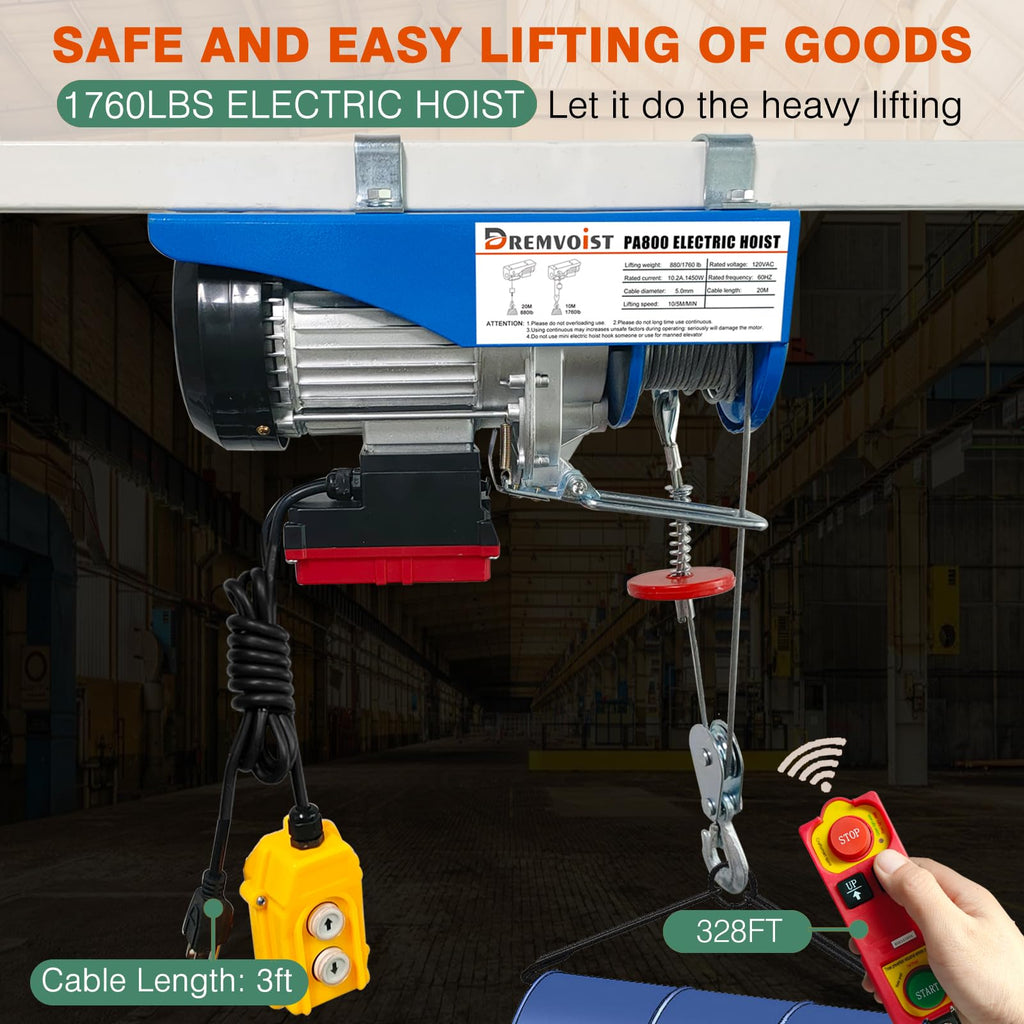 Electric Hoist 110V 1760 LBS with Remote Control J17817