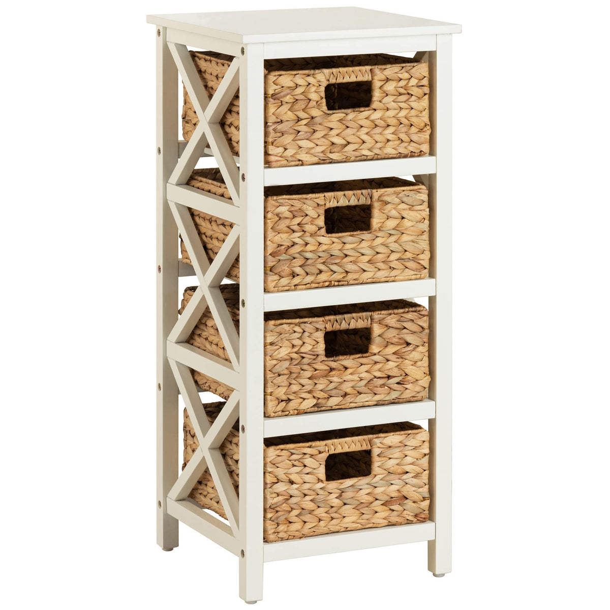 4 Tier X-Side Storage Cabinet White E8714