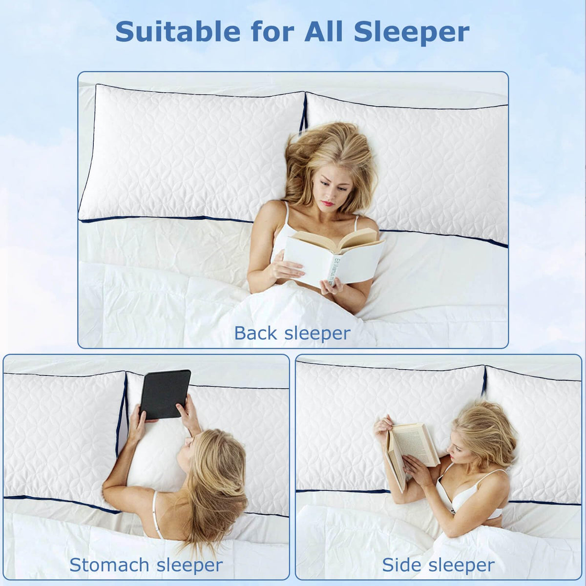 King Size Set of 2 Cooling Breathable Down Alternative Pillows W650