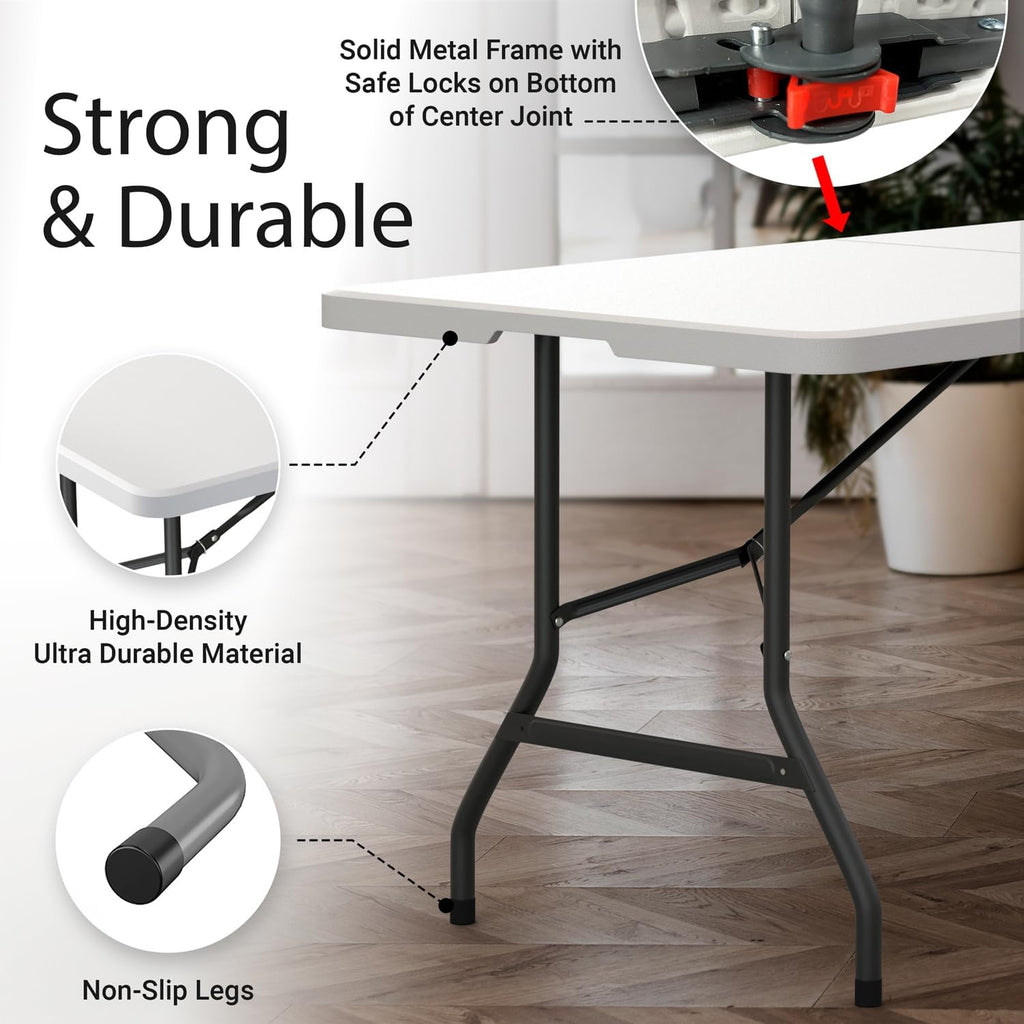 Foldable Table with Steel Legs White Q745512