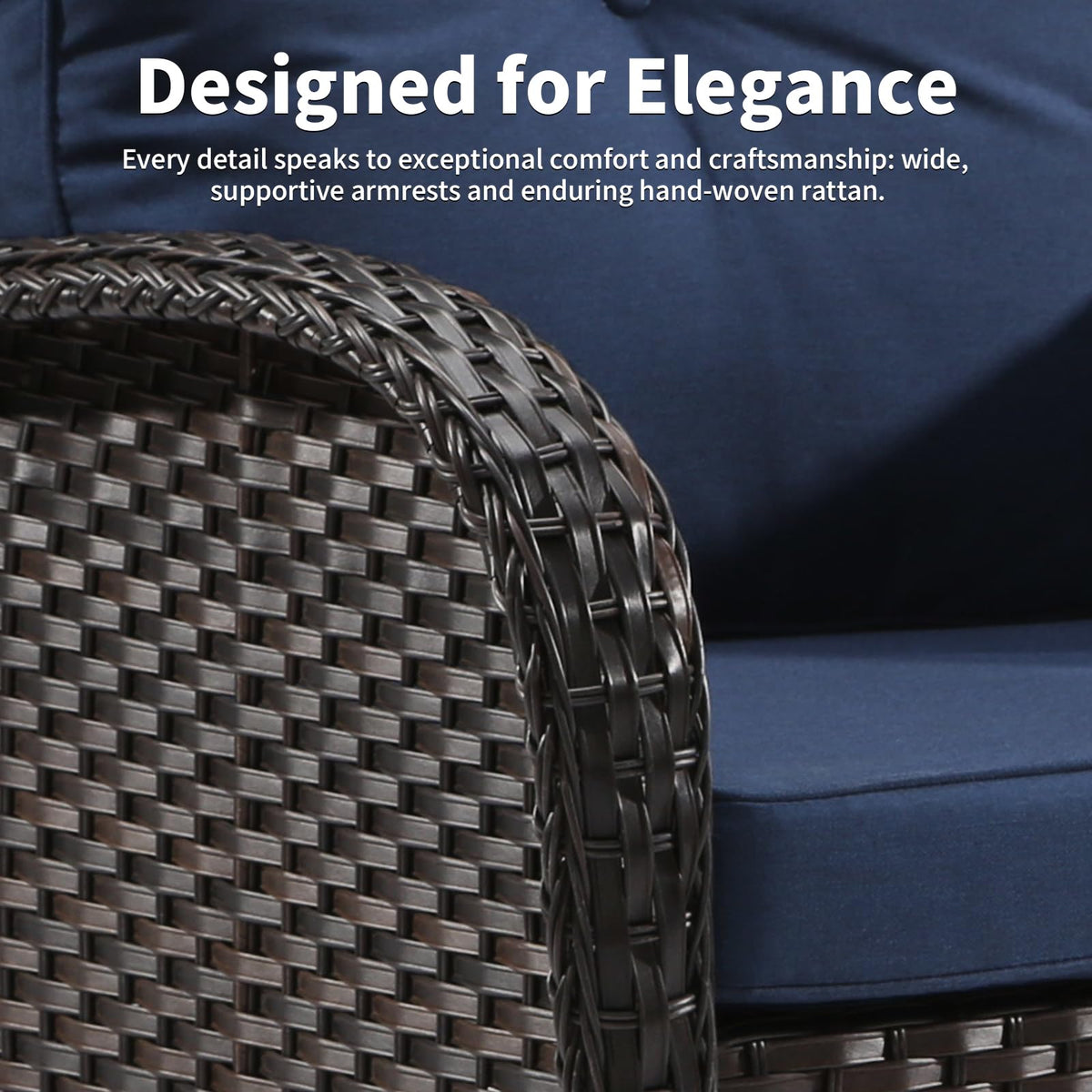 72" Wicker 3-seat Sofa with Cushions, PE Rattan & Steel Frame R460800