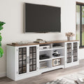 White TV Stand with Storage Cabinet and 3-Tier Open Shelves B21673