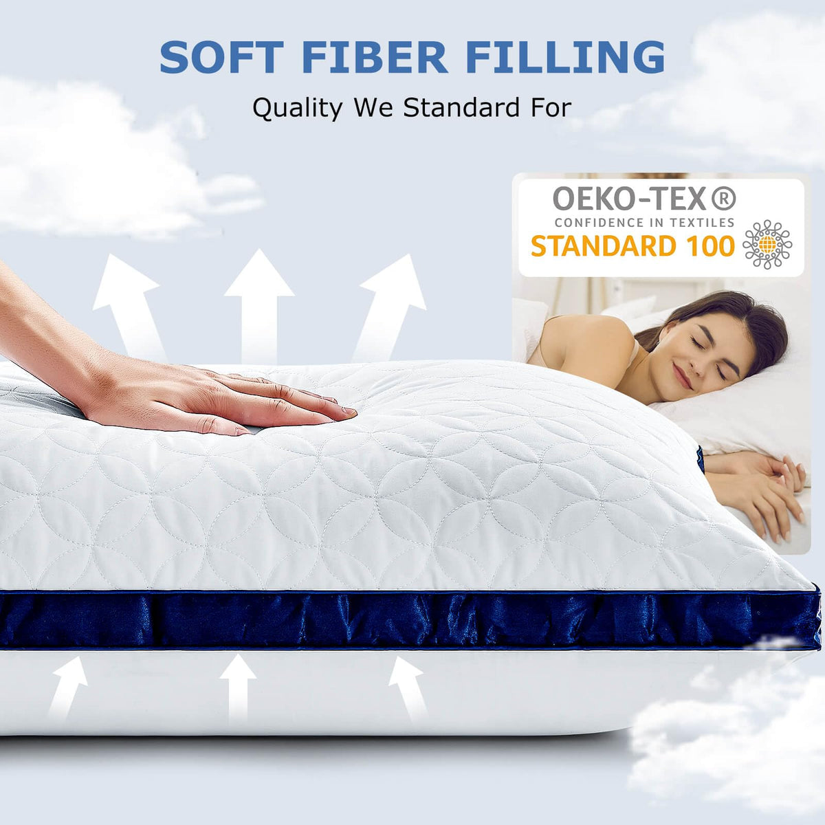 King Size Set of 2 Cooling Breathable Down Alternative Pillows W650