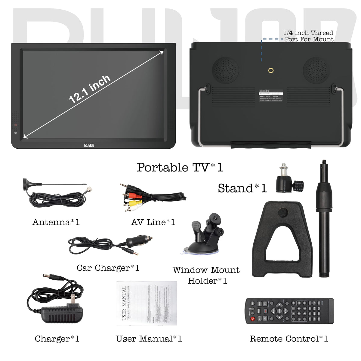 Portable Battery Powered Digital TV with Stand R577842