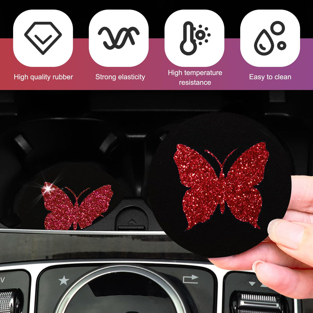 2 PCS Bling Rhinestone Non-Slip Car Coaster F7542