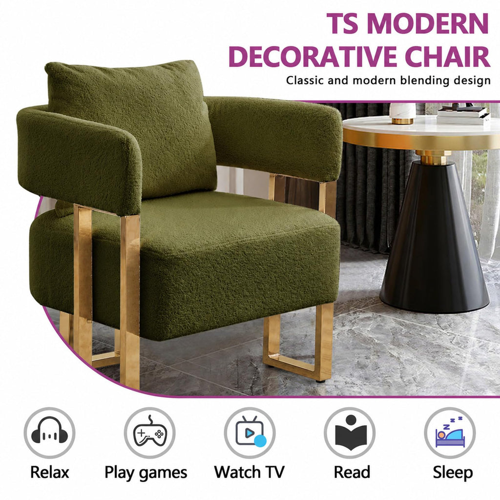 Velvet Upholstered Accent Chairs Set of 2 with Golden Metal Legs W1286
