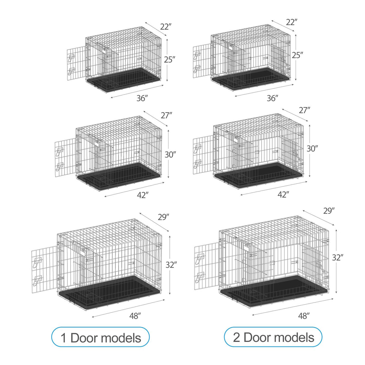 36” Large Heavy-Duty Foldable Dog Crate with Divider Panel N3536