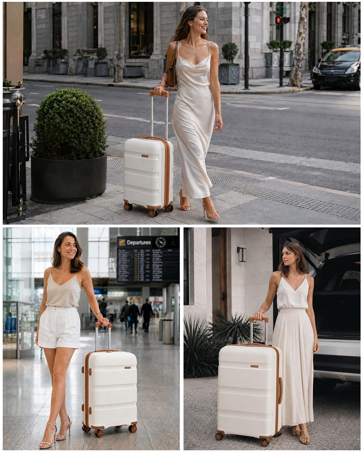 20 Inch Expandable Carry on Luggage White T263346