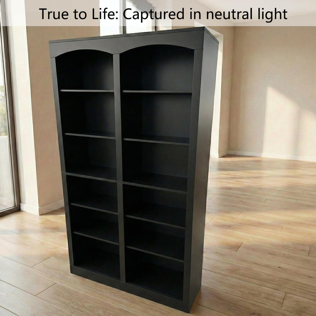71" Tall Black 12-Tier Wood Bookcase O321