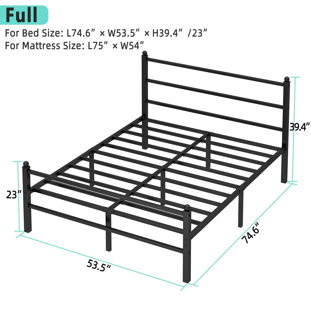 Black Full Size Bed Frame X76469