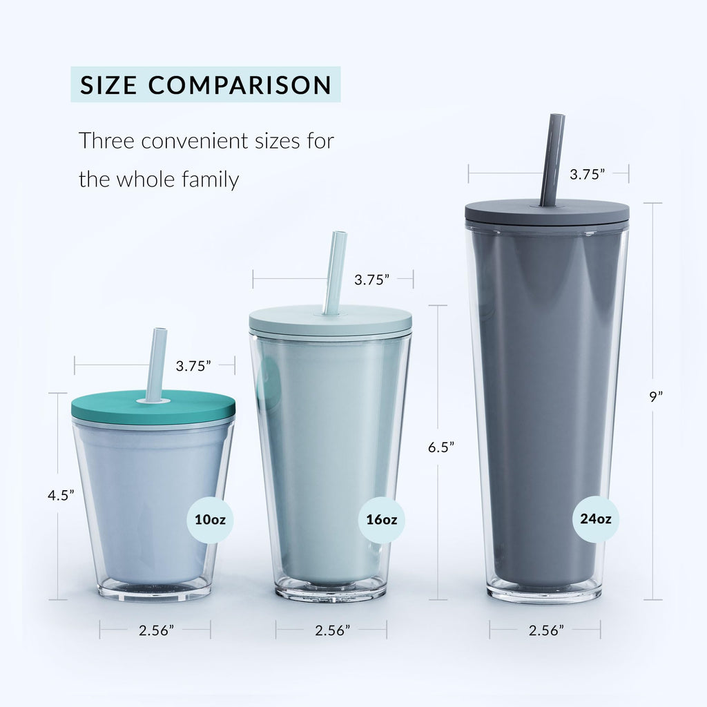 Clear 16oz Insulated Acrylic Tumbler with Lid and Straw, 2 Pack I1526