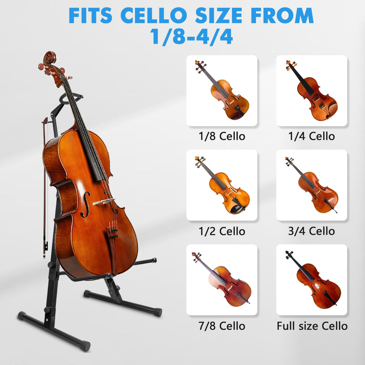 Heavy Duty Adjustable Steel Cello Stand with Bow Hook W769540