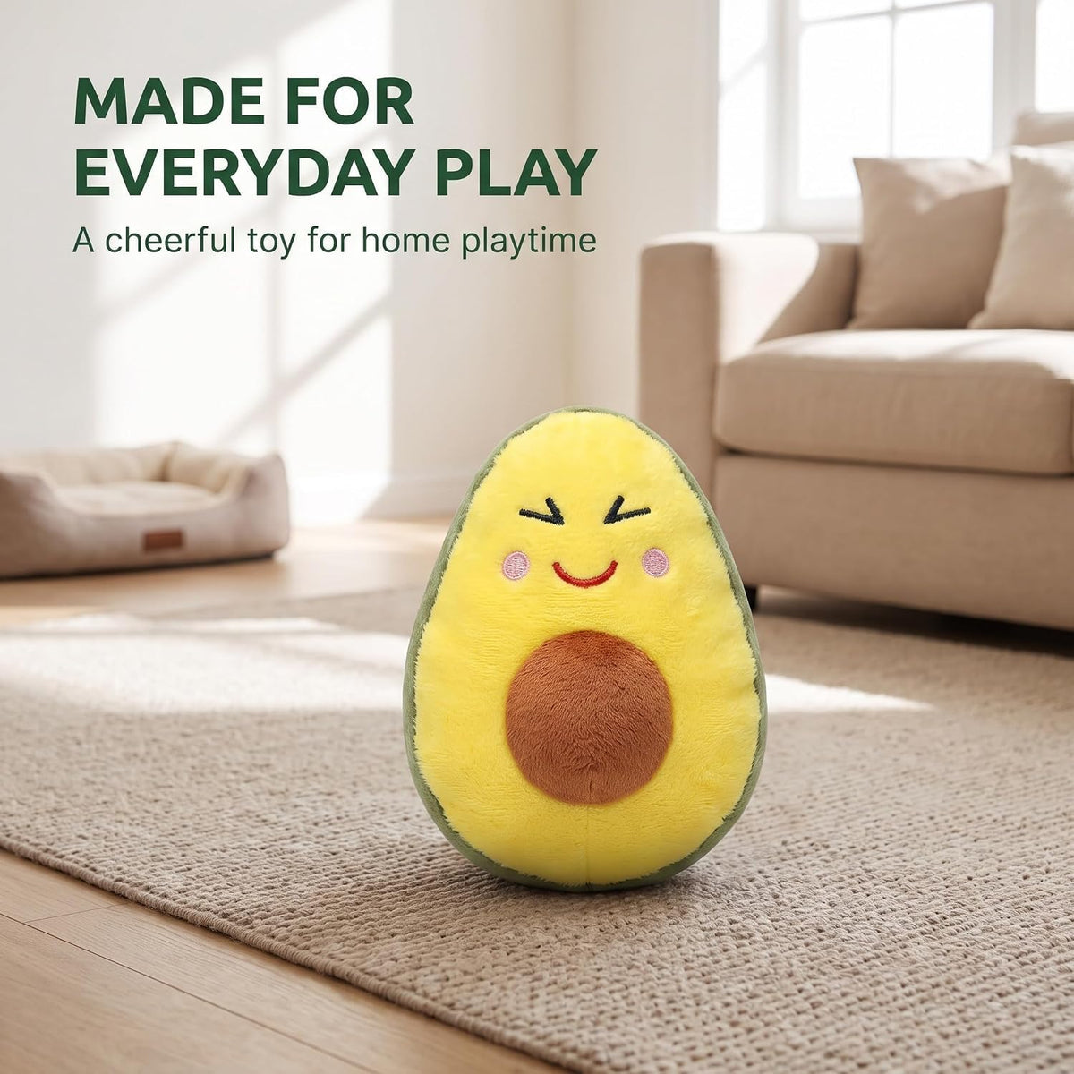 Yellow Soft Plush Avocado Dog Chew Toy O989