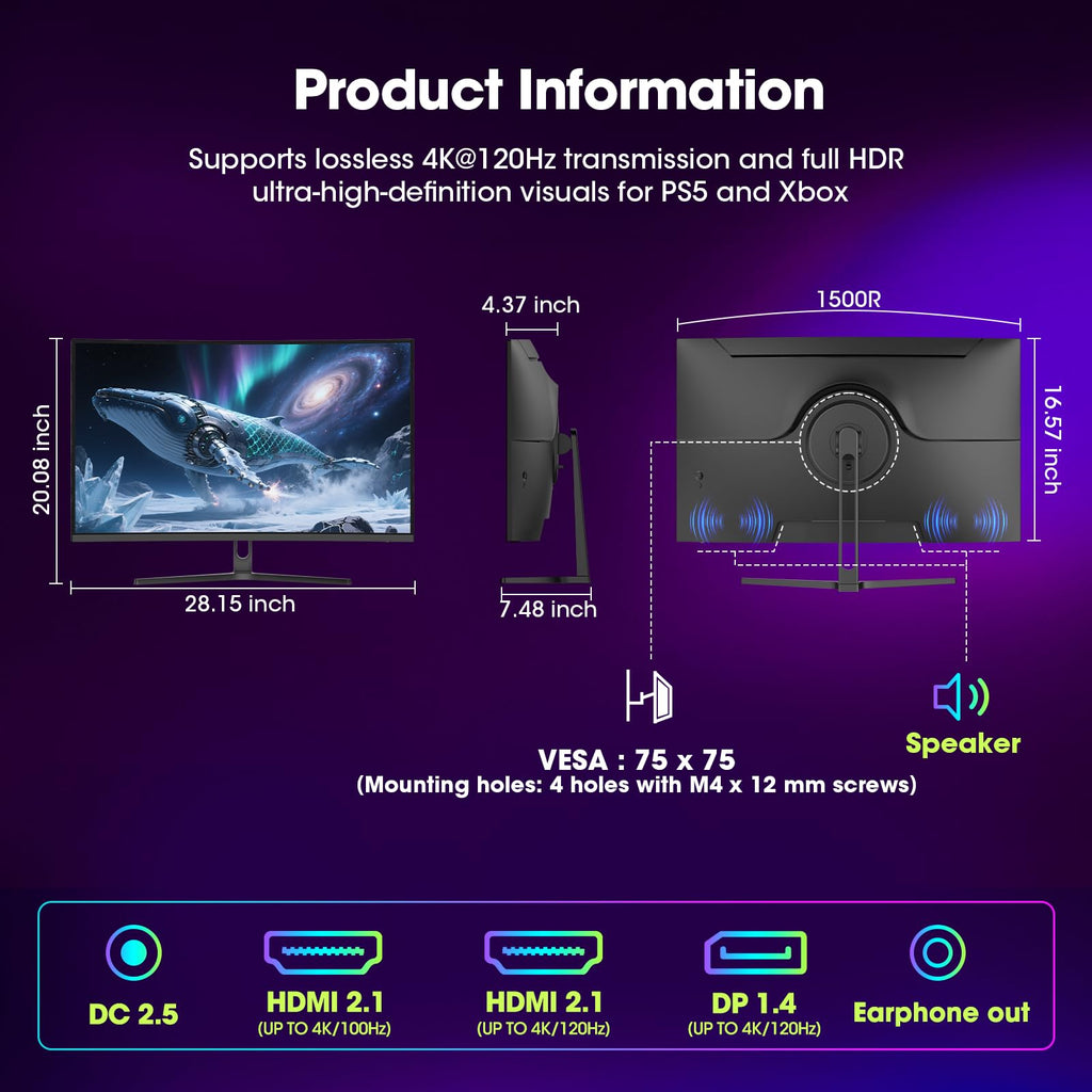 32" 4K 120Hz Curved Gaming Monitor A7966