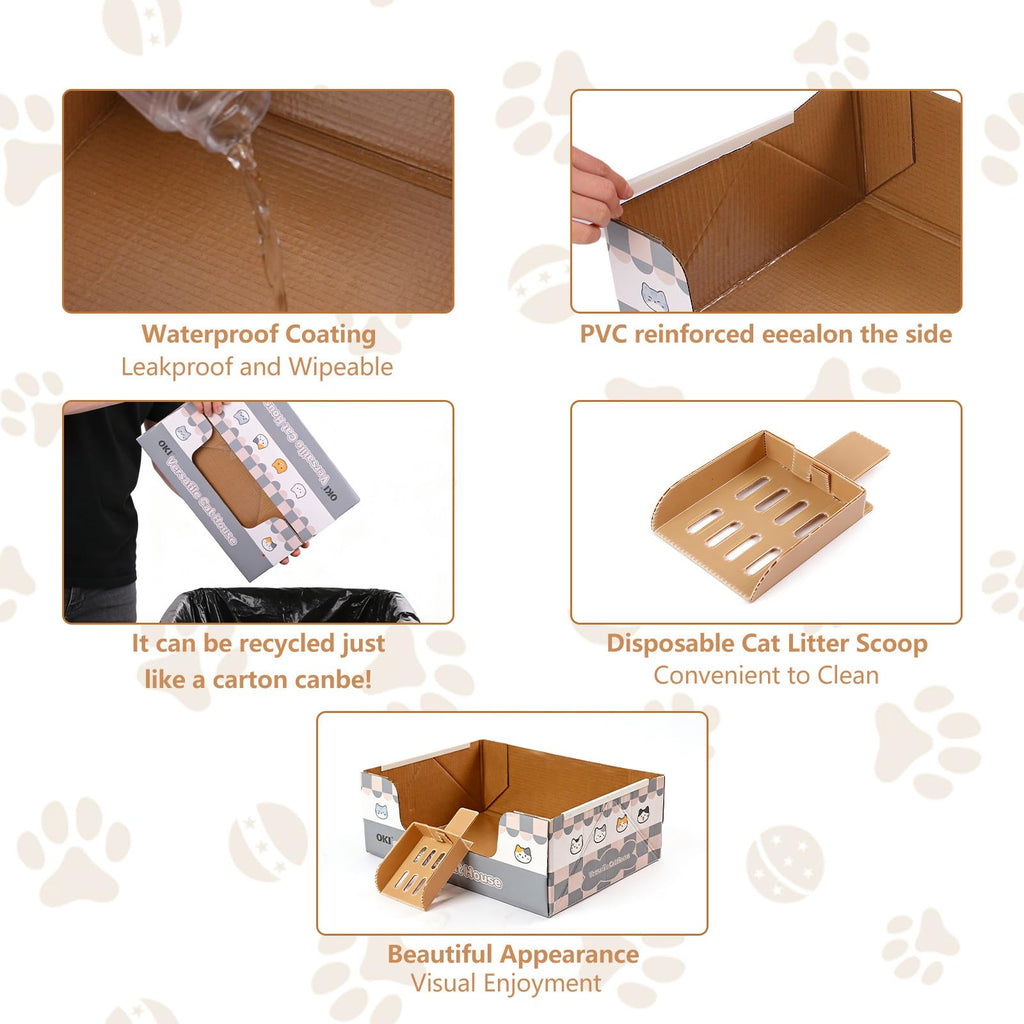 3-Pack Disposable Cat Litter Box with Scoop S6544