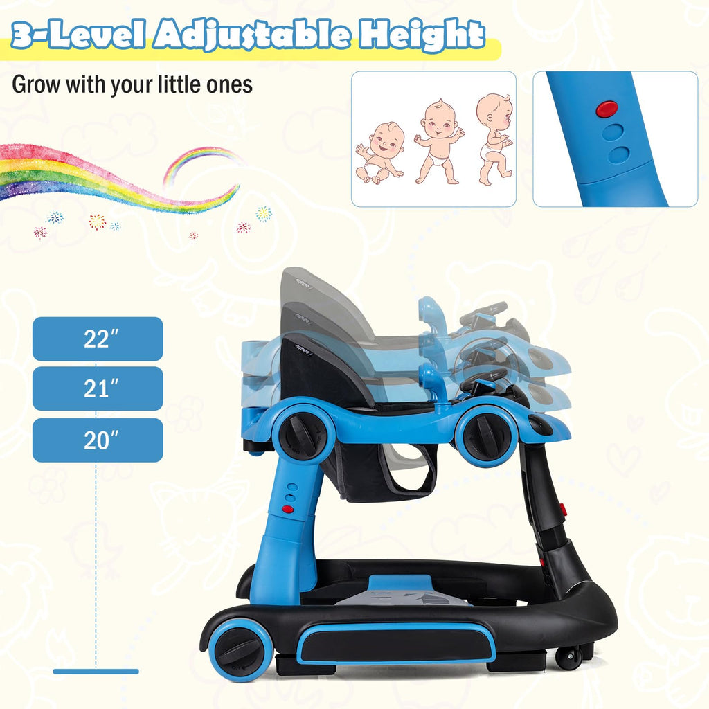 Foldable Baby Walker with Canopy and Wheels G959489