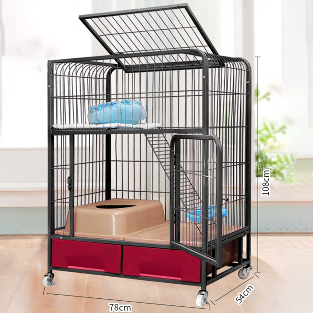 Heavy Duty Metal Cat Cage Dog Crate with Four Wheels H415