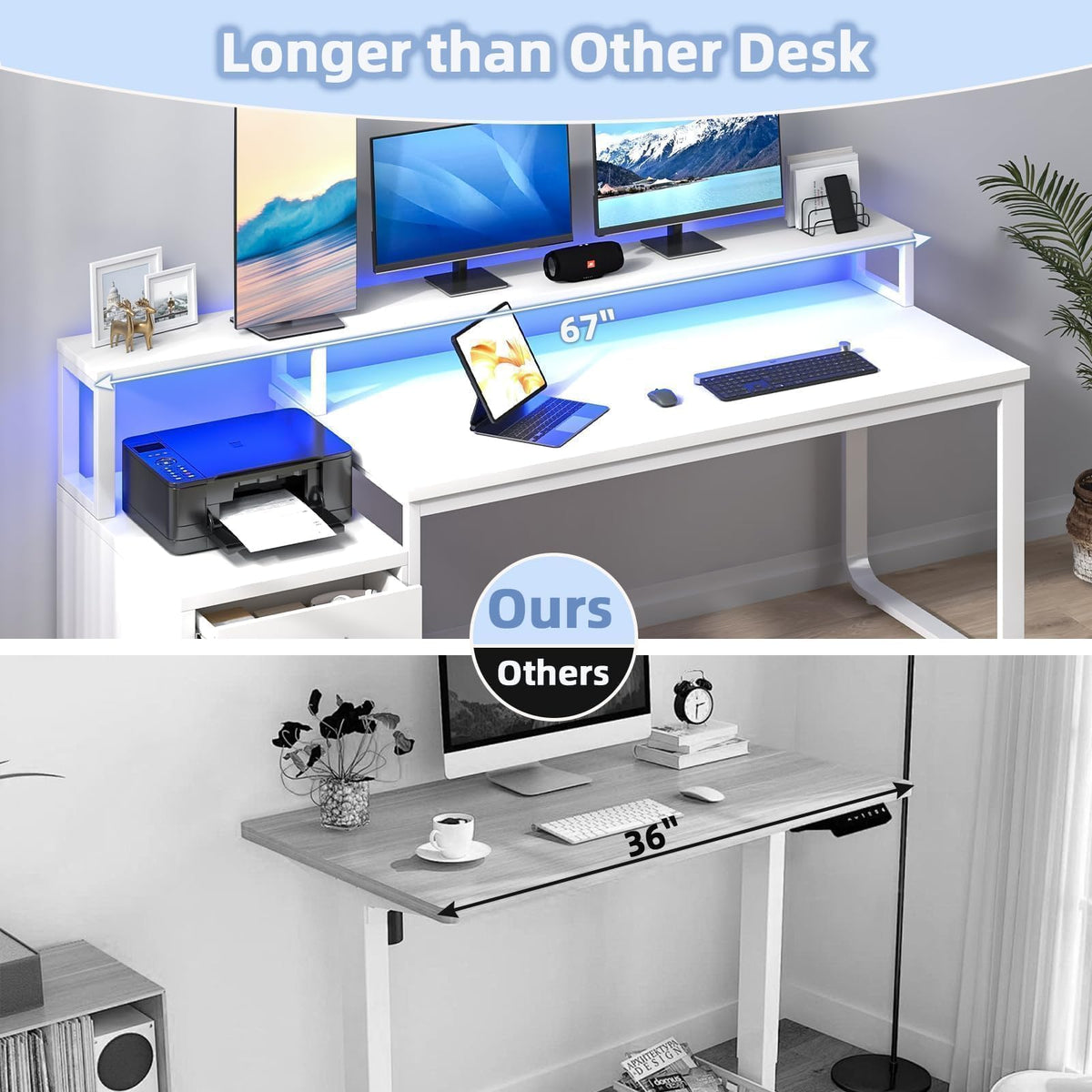 White Office Desk with 3 Drawers Y870