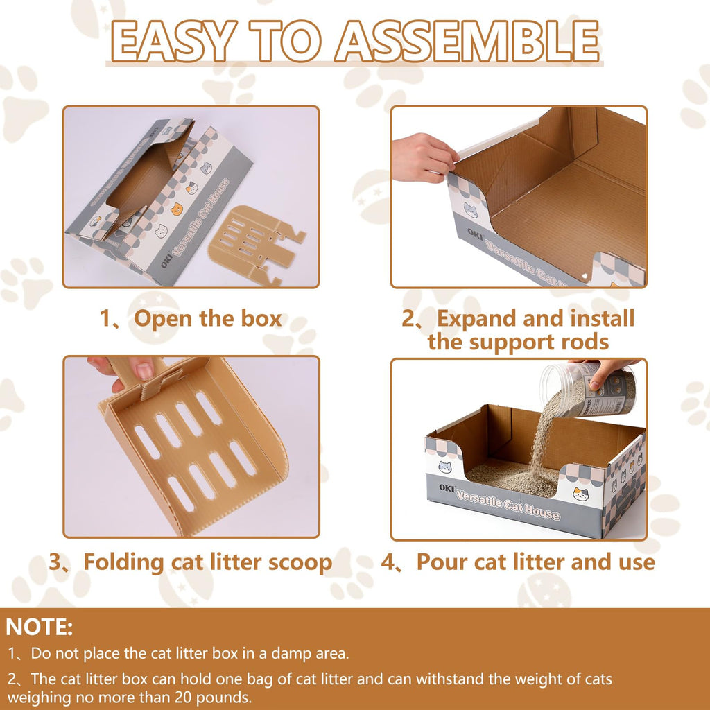 3-Pack Disposable Cat Litter Box with Scoop S6544