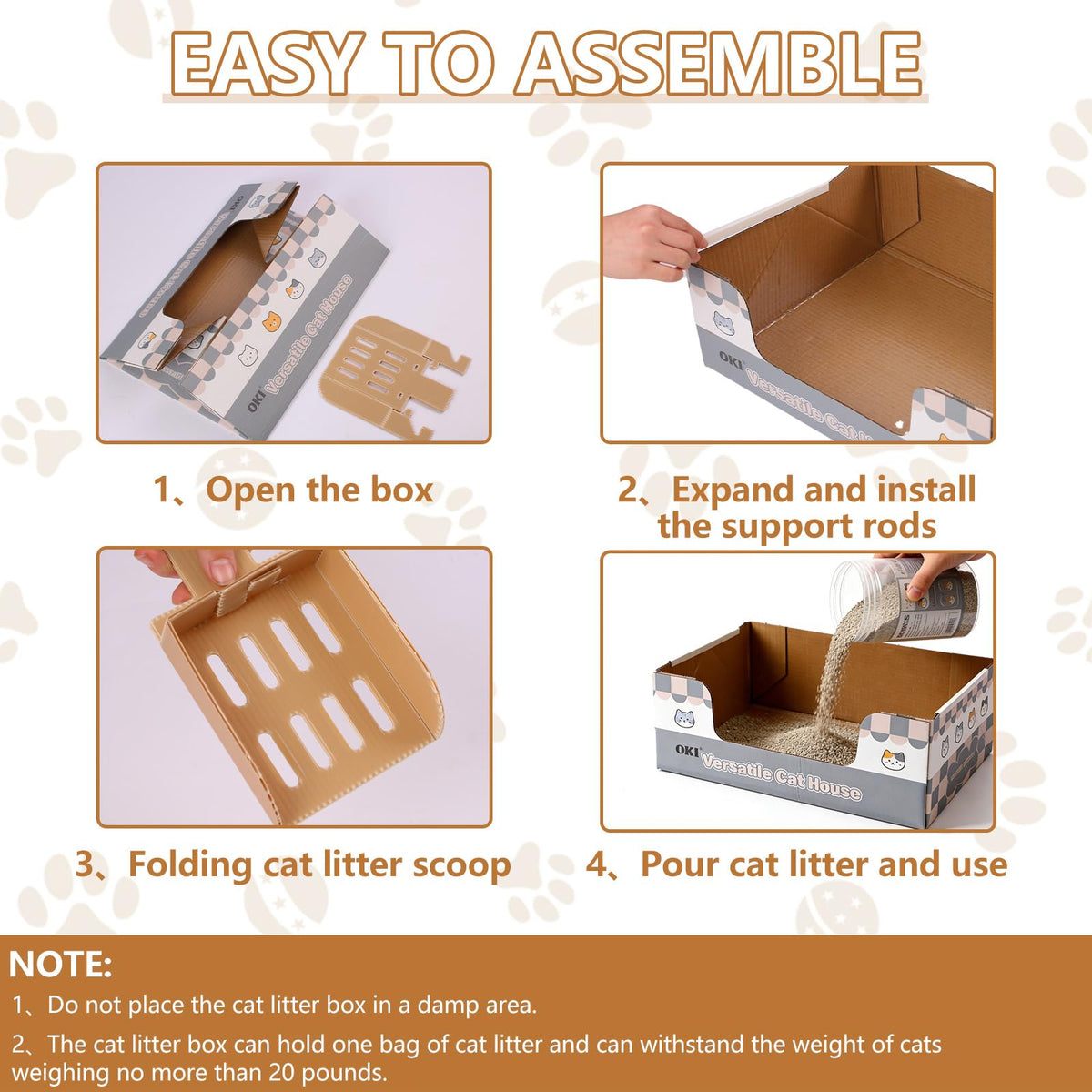 3-Pack Disposable Cat Litter Box with Scoop S6544