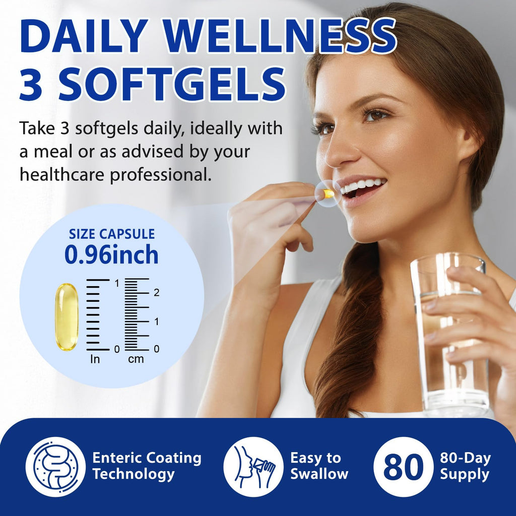 Omega 3 Fish Oil Supplement 240 Softgels Lemon Flavor E3747