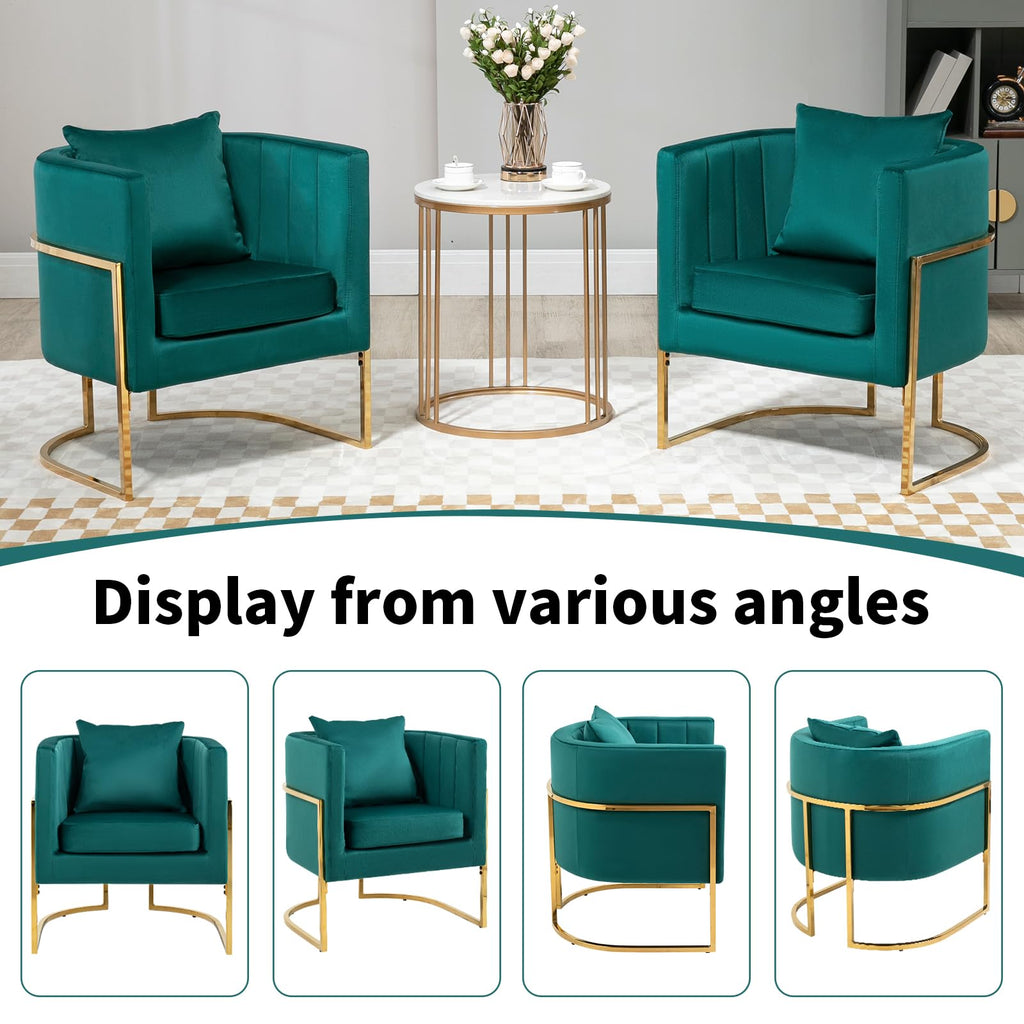 Velvet Accent Chairs Set of 2 Green V312