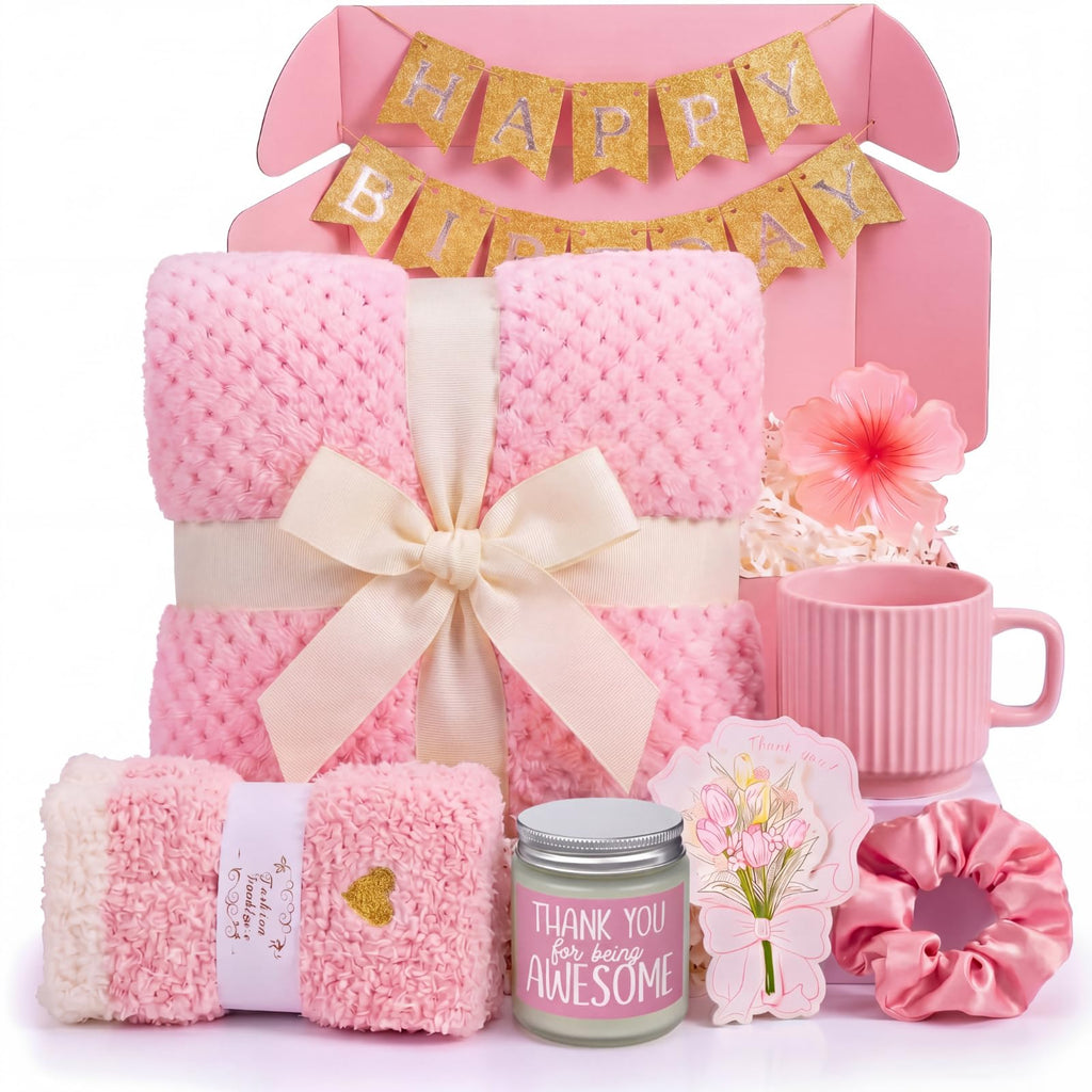 Birthday Gift Basket for Women, Spa Relaxation Set, Pink T7962