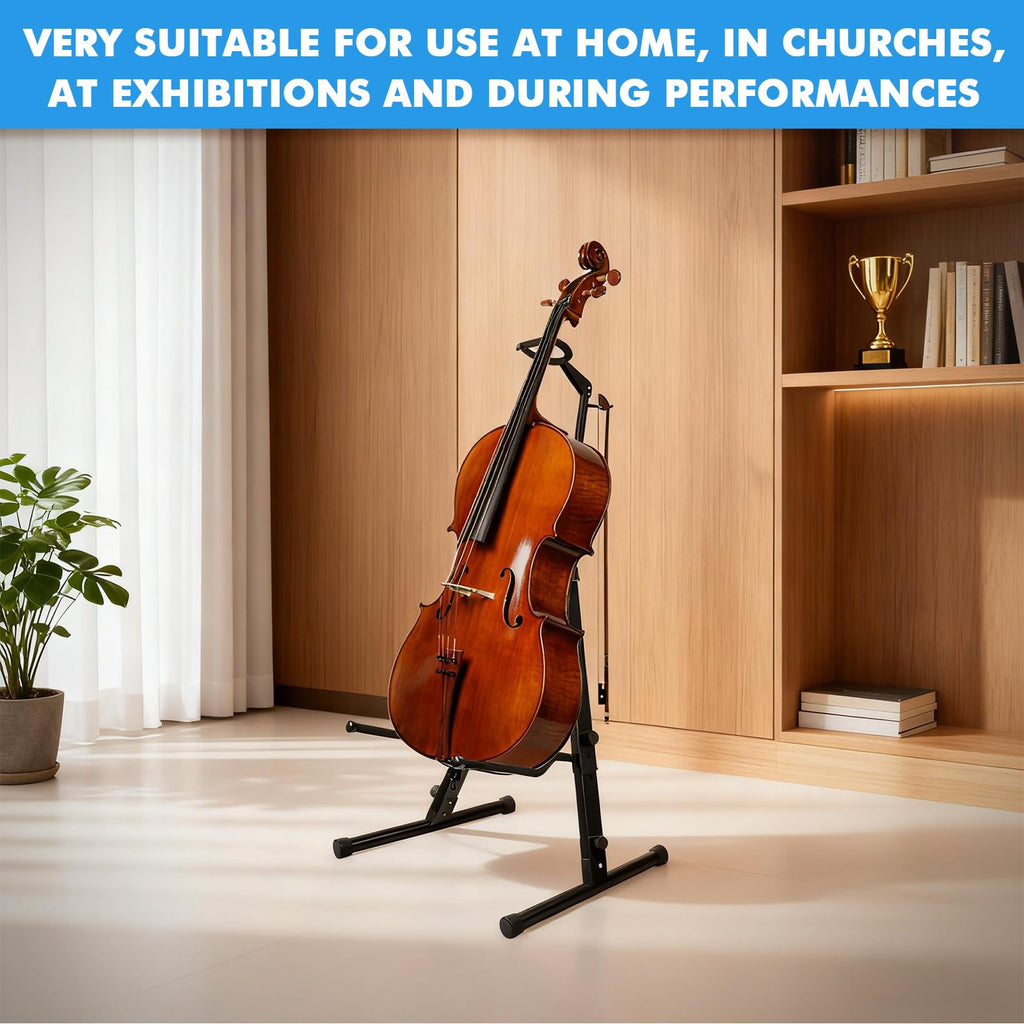 Heavy Duty Adjustable Steel Cello Stand with Bow Hook W769540