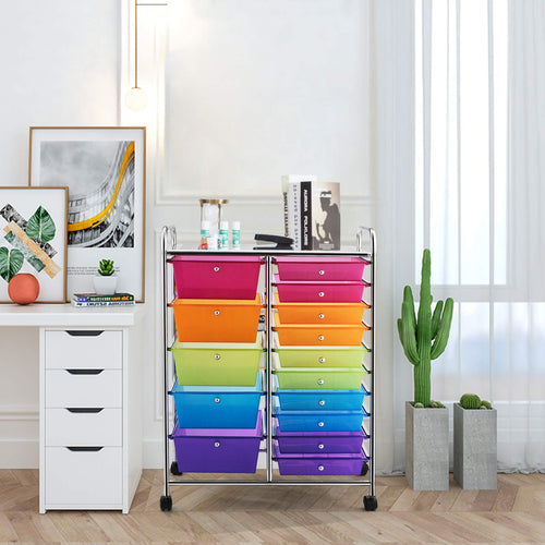 15 Drawer Rolling Storage Cart with Removable Drawers J665