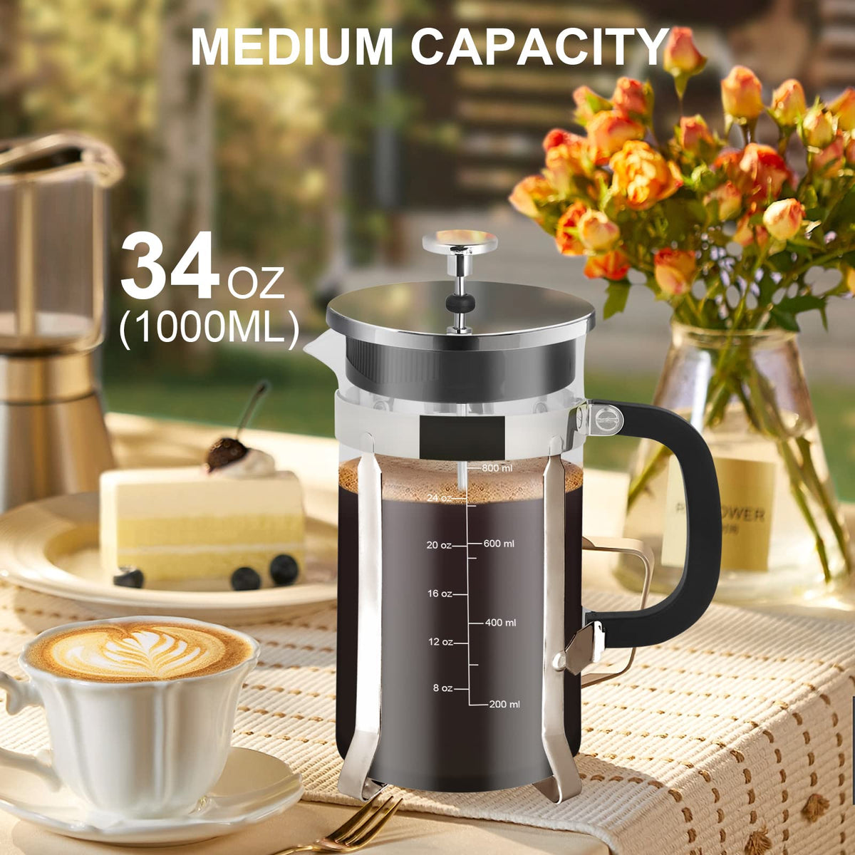 34oz Stainless Steel French Press Coffee Maker R483282