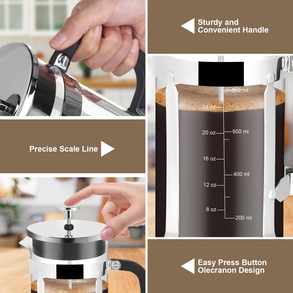 34oz Stainless Steel French Press Coffee Maker R483282