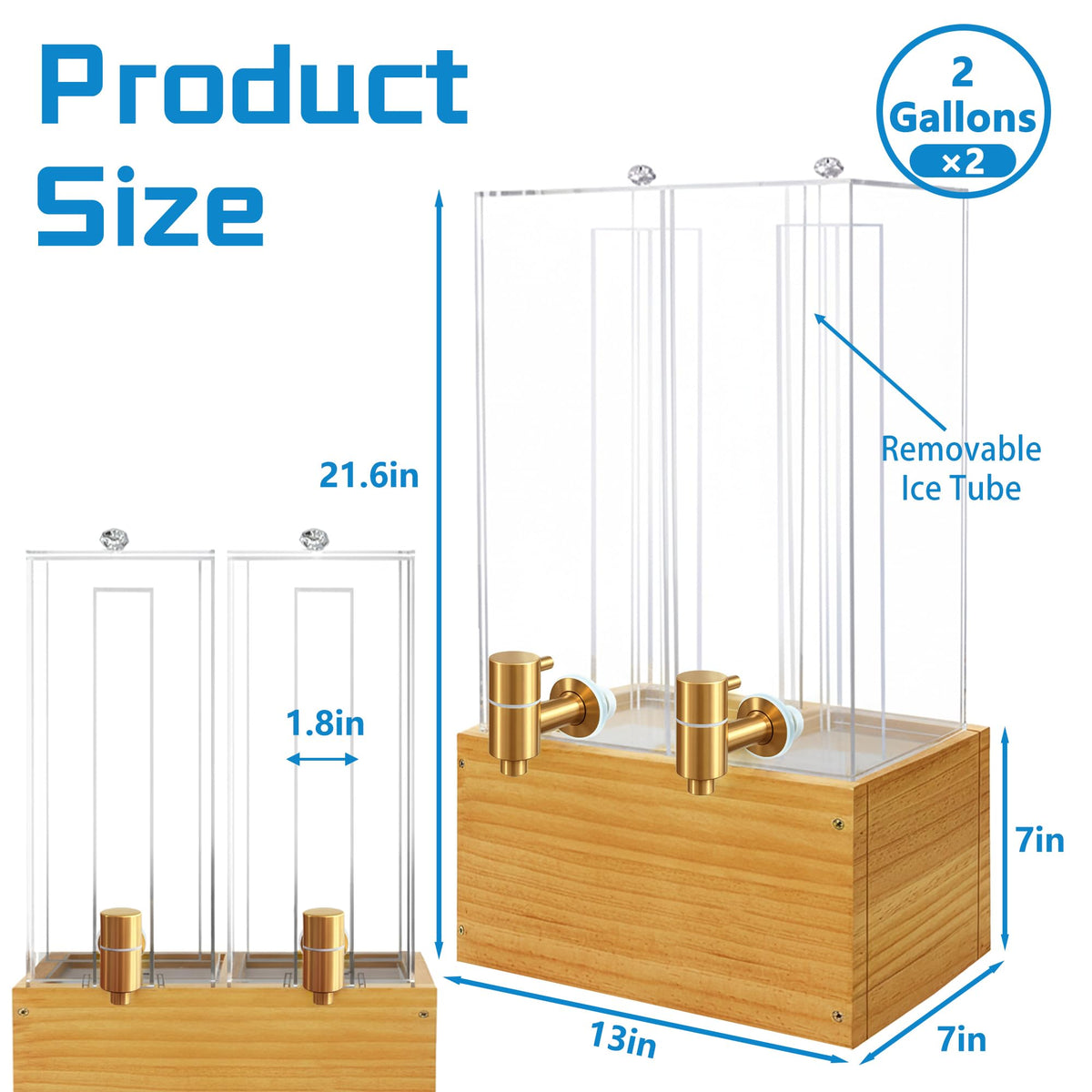 2 Pack 2 Gallon Drink Dispenser with Stand and Ice Core F938447
