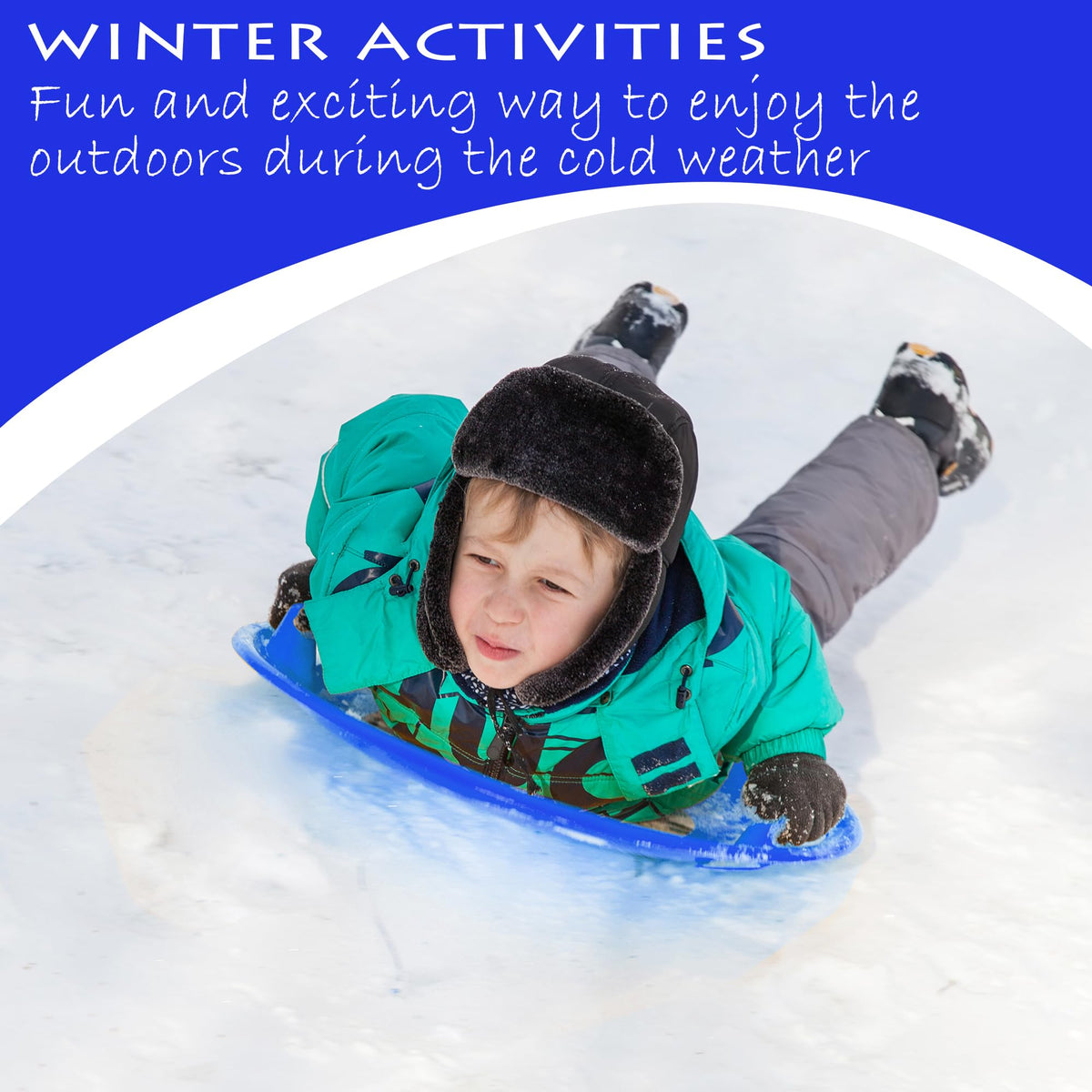 Heavy-Duty Cold Resistant Plastic Snow Sled with Handles A171055