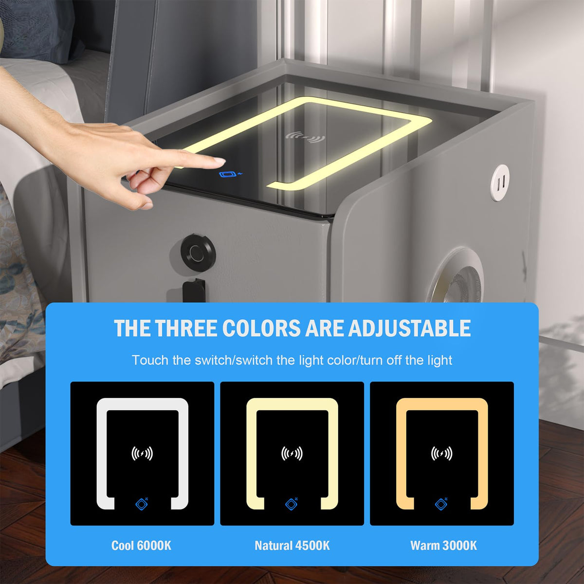 Wireless Charging Nightstand with 2 Drawers K8939