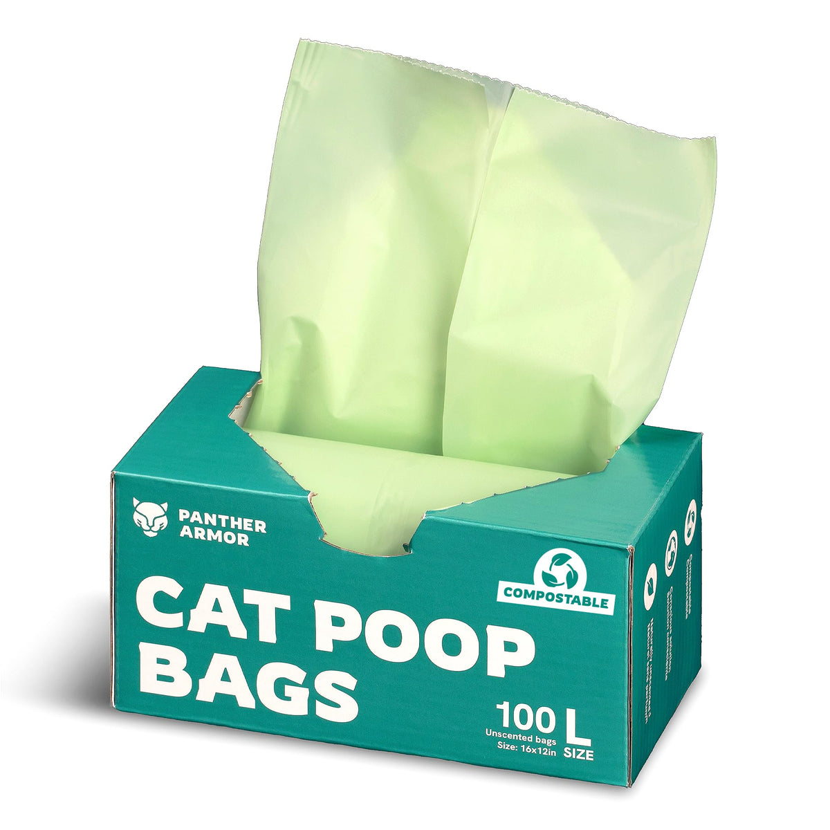100 Large Compostable Unscented Cat Litter Bags D868