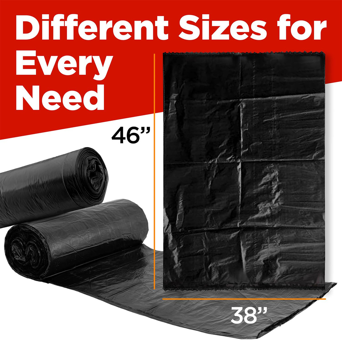 44 Gallon Heavy Duty Contractor Trash Bags, 100 Ct, Black, 1.2 Mil B70632