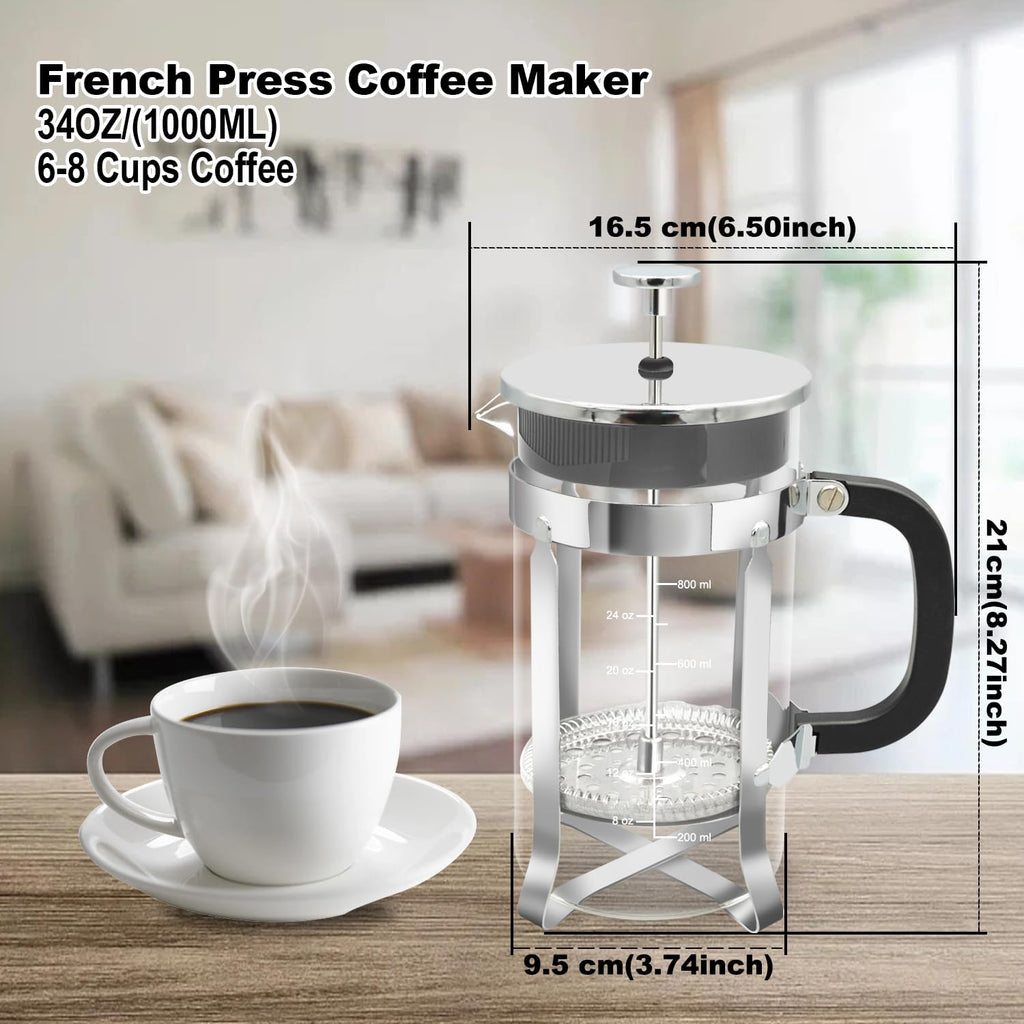 34oz Stainless Steel French Press Coffee Maker R483282