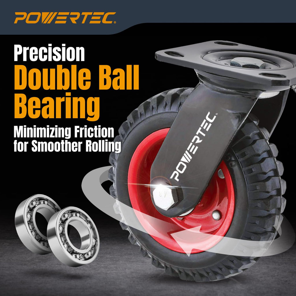 6 Inch Caster Wheels Set of 4 Heavy Duty Rubber A906