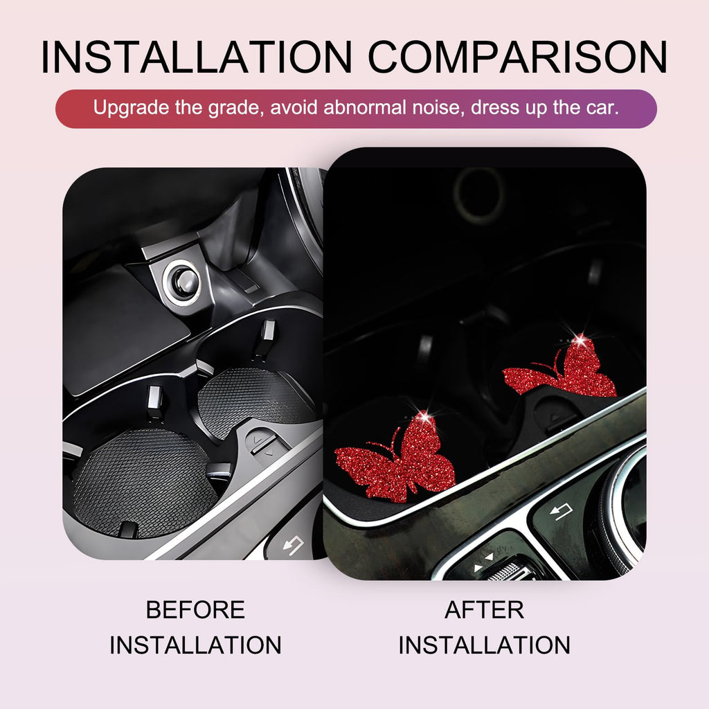 2 PCS Bling Rhinestone Non-Slip Car Coaster F7542