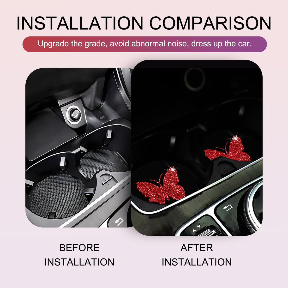 2 PCS Bling Rhinestone Non-Slip Car Coaster F7542