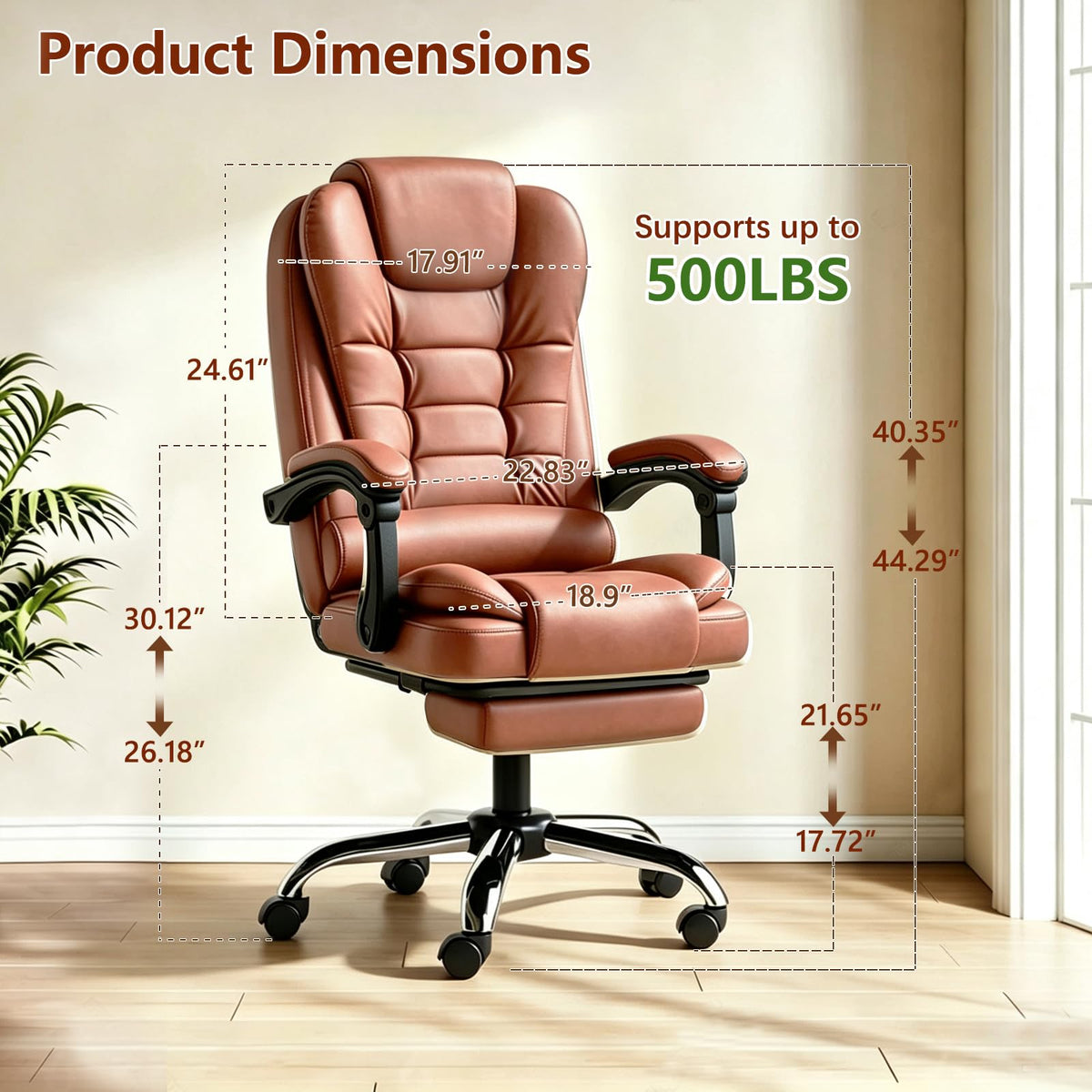 Ergonomic High Back Office Chair with Lumbar Support and Footrest E936929