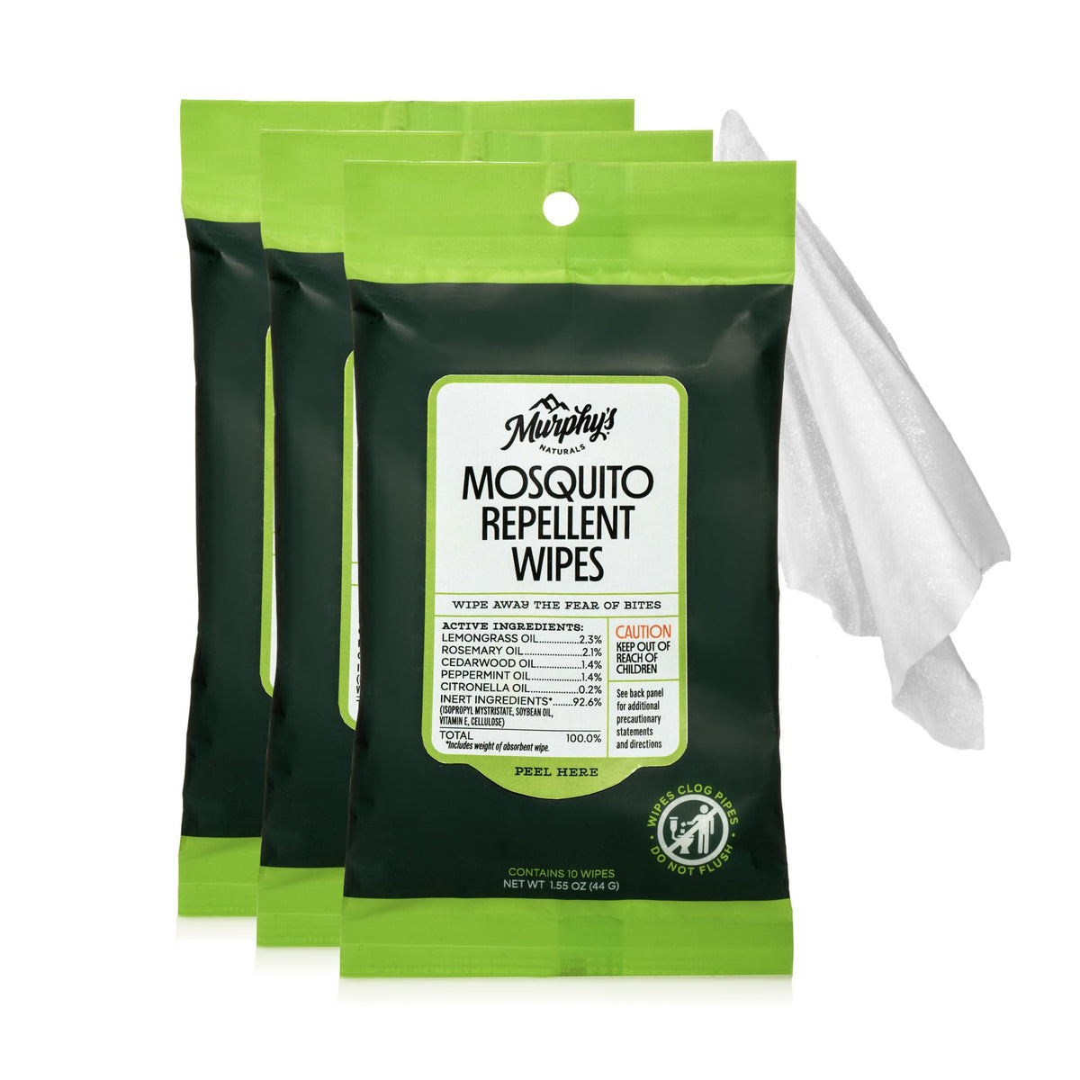 Plant-Based Mosquito Repellent Wipes 10 Count Pack of 3 K91537