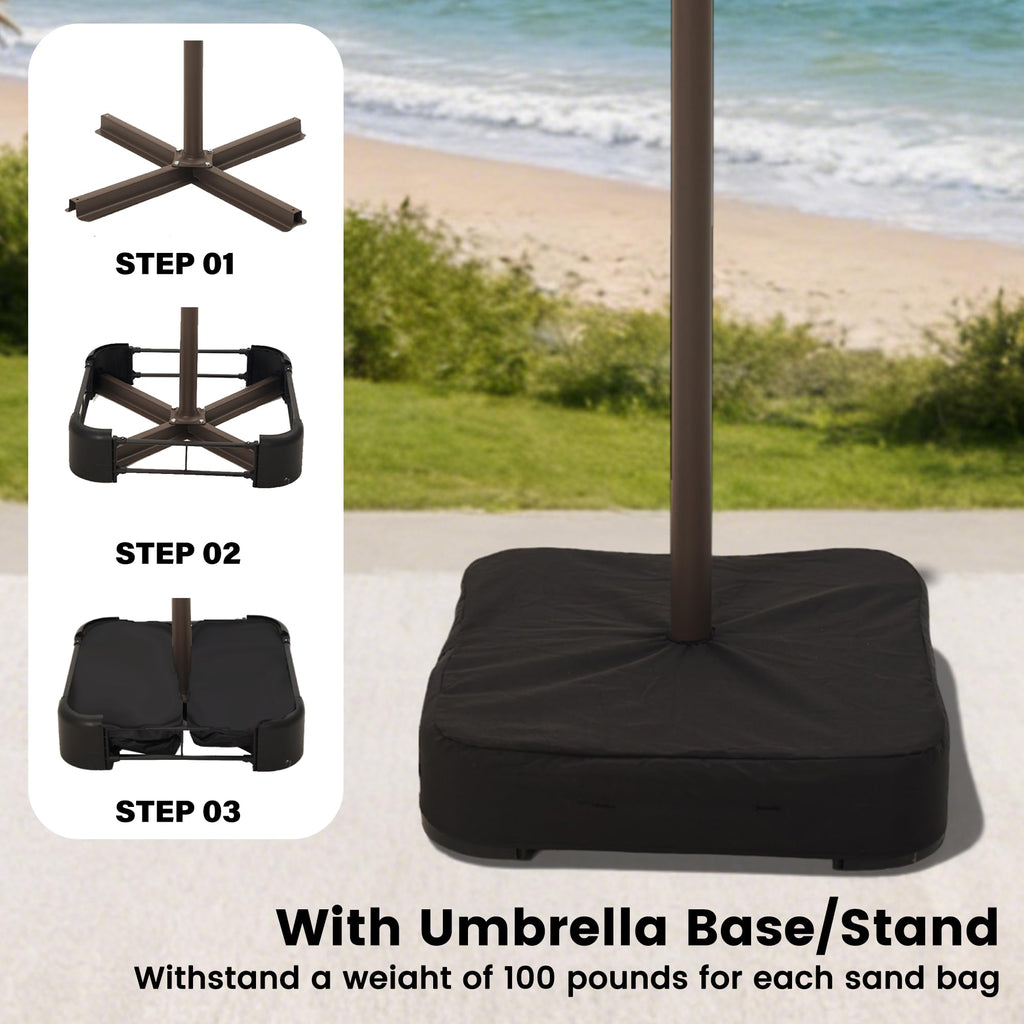 15FT Double-Sided Rectangle Patio Umbrella with Base O91793
